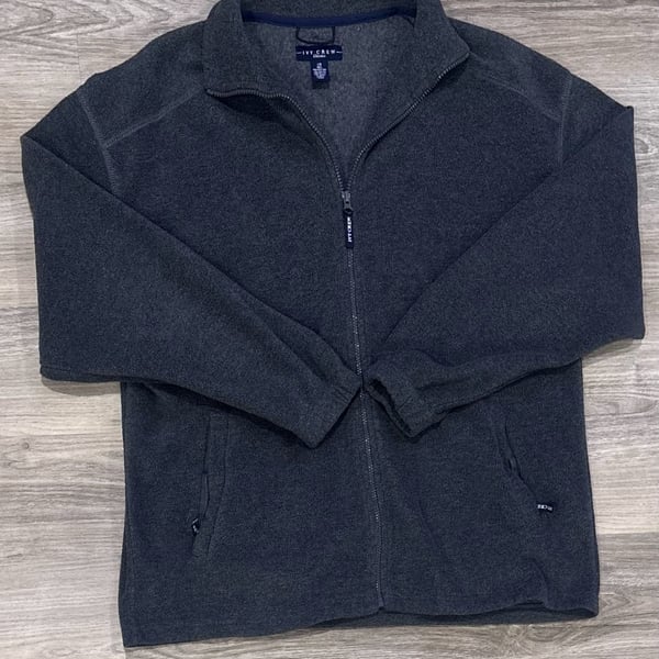 Ivy Crew Full Zip Fleece Jacket Size L Charcoal Gray Polyester