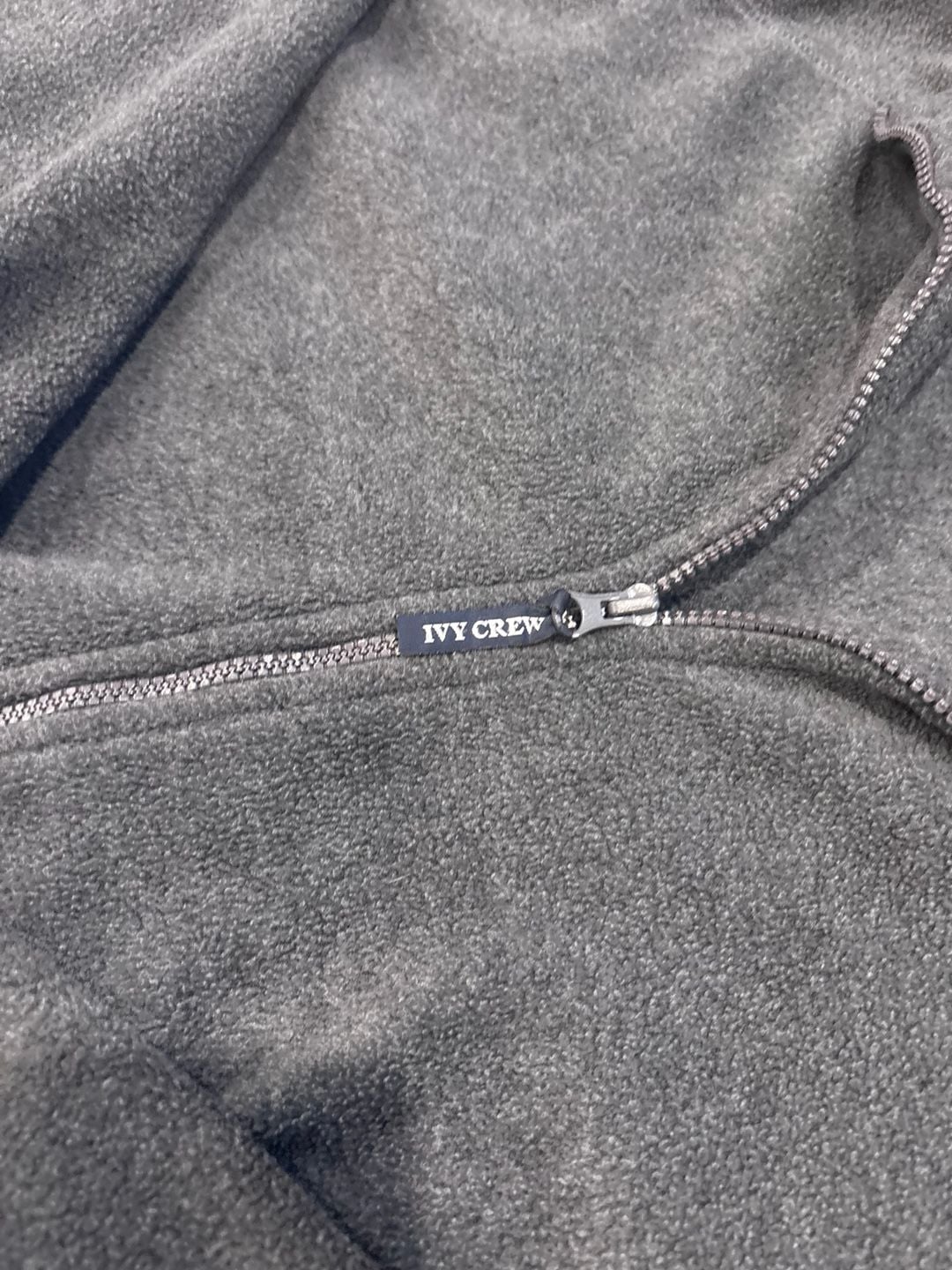 Ivy Crew Full Zip Fleece Jacket Size L Charcoal Gray Polyester 5