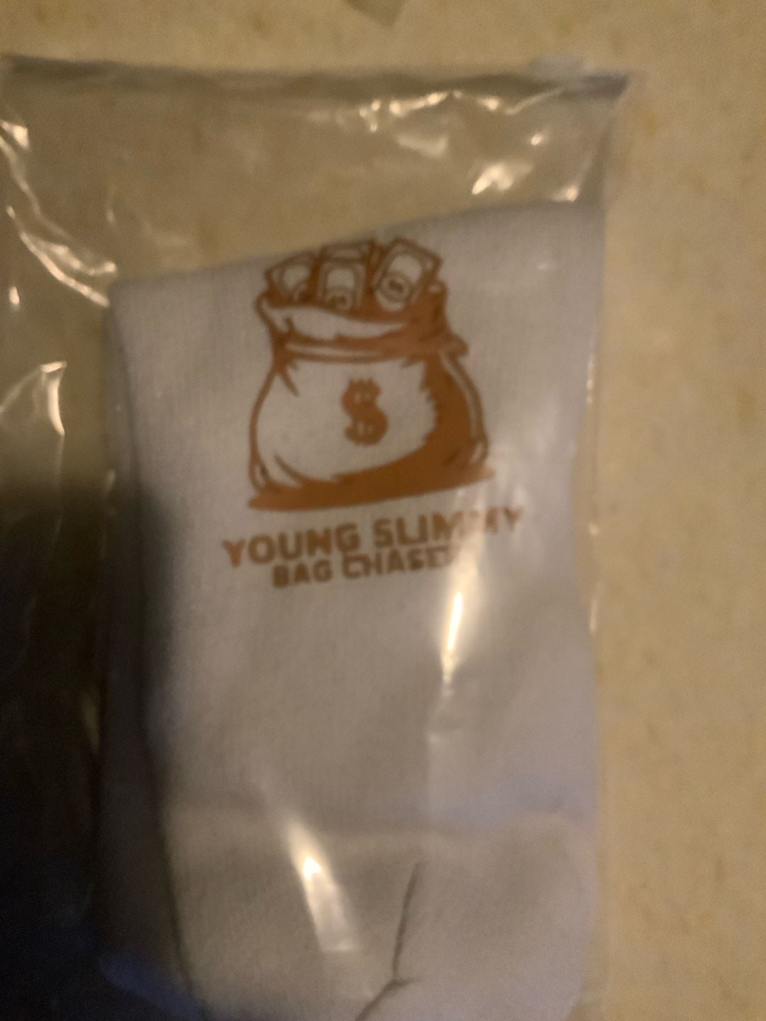 Young Slimmy Bag Chasers Money Bag Socks White 2