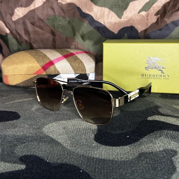 Burberry 6A012 Size 56-18-137 Gold Aviator Sunglasses with Plaid Accents