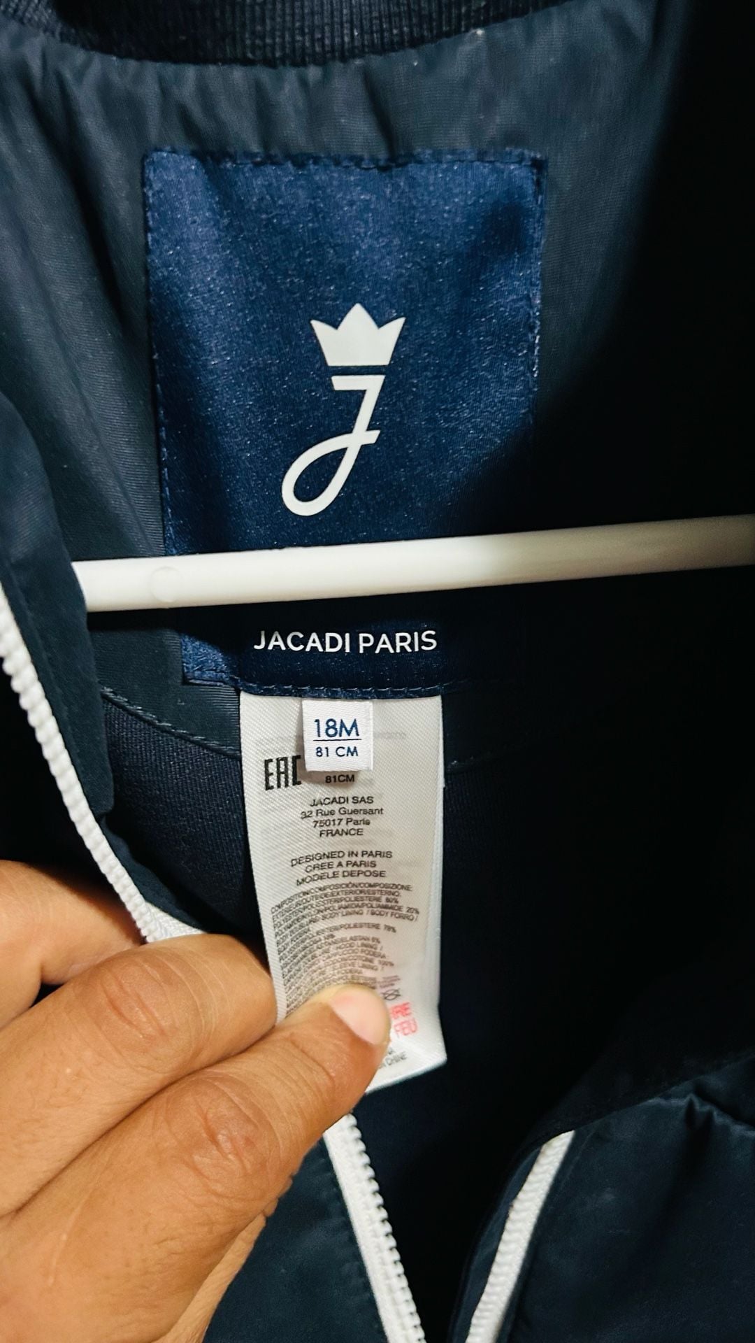 Jacadi Hooded Jacket Size 18M Navy Blue. Pc127 6