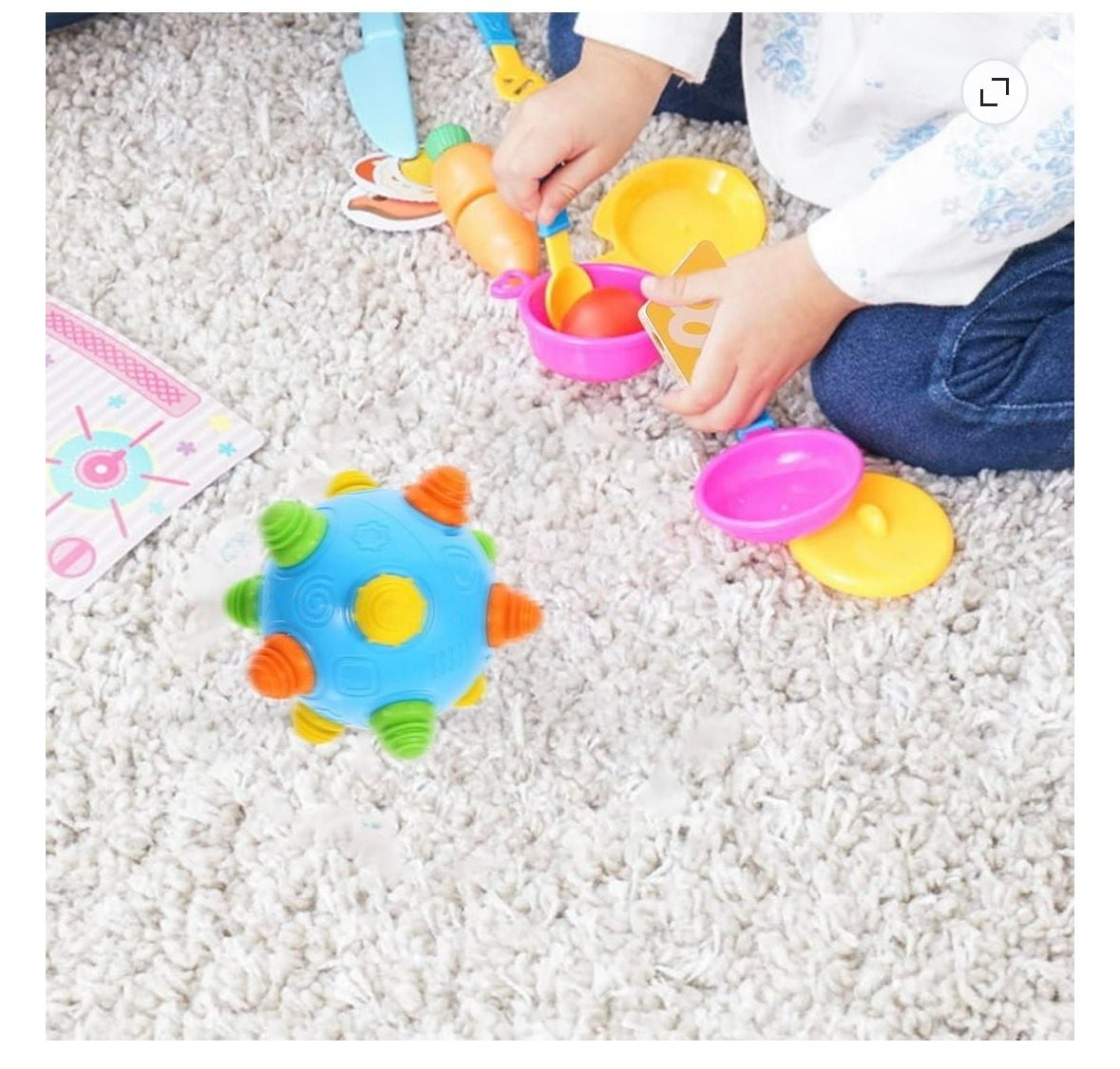 Sentryse Baby Toy 13x13cm Blue Musical Bounce Bumble Crawl Ball  7