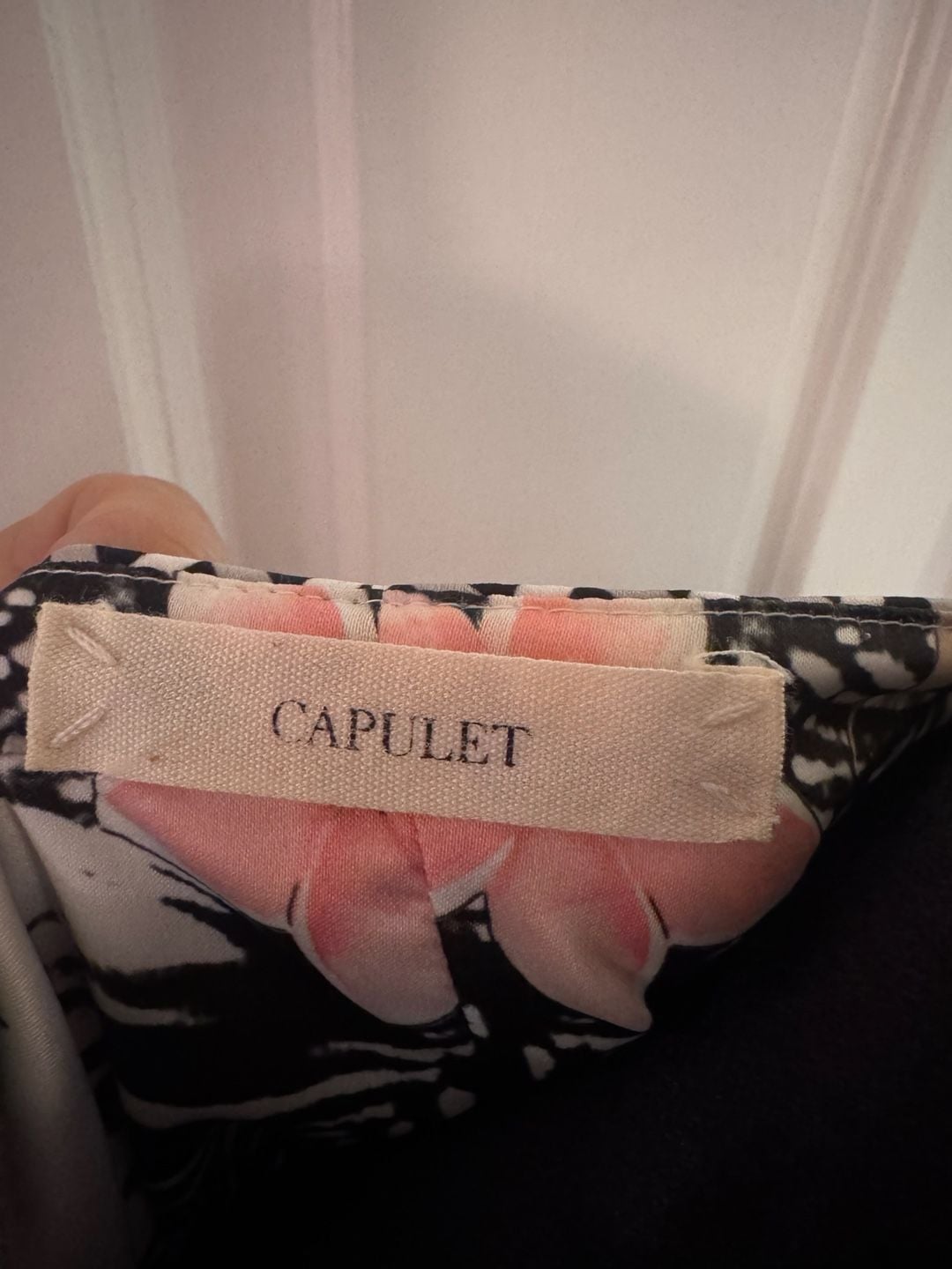 Capulet Tropical Print Short Sleeve Crew Neck Shift Dress Ivory 3