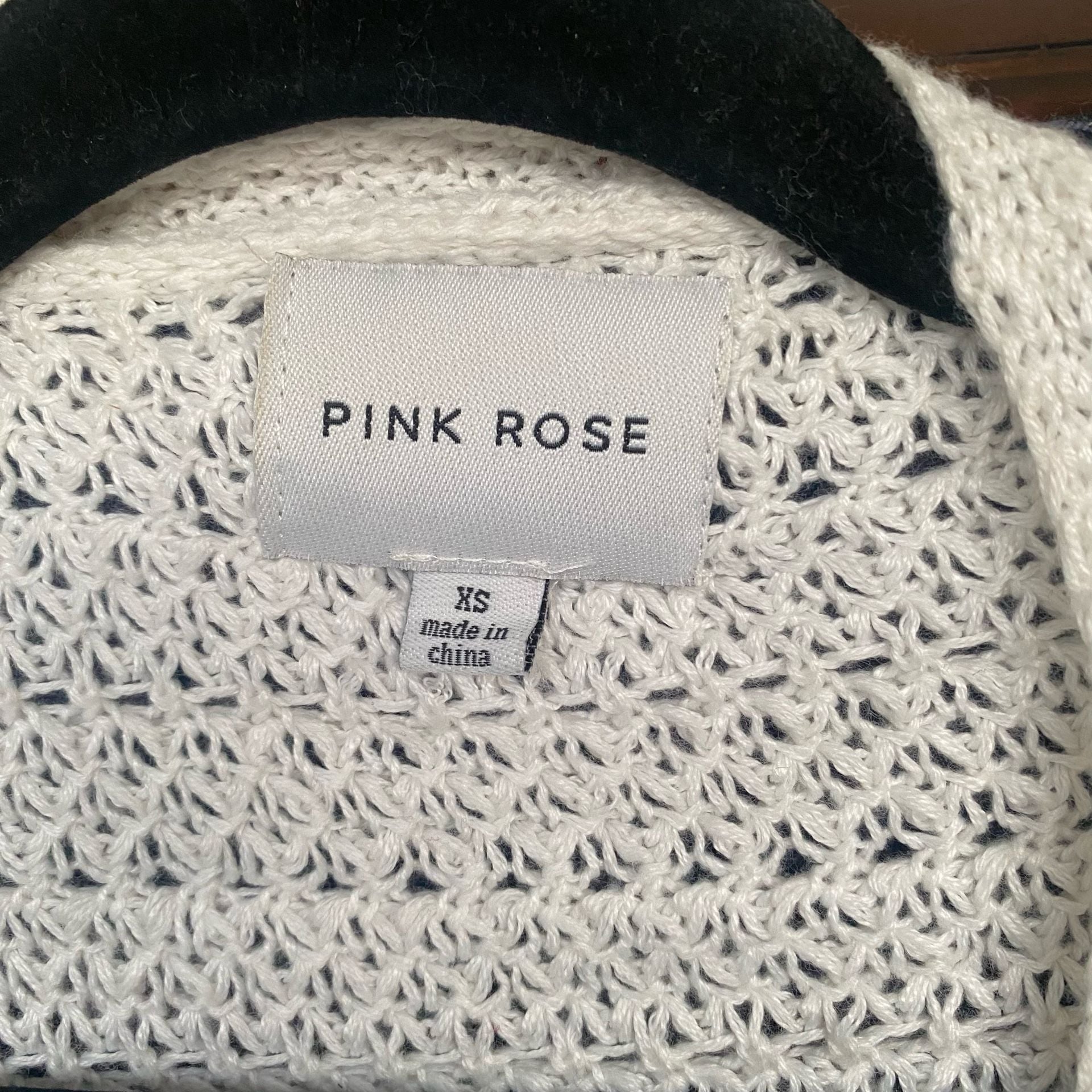 Pink Rose Cardigan Size XS White Open Knit Sweater 2