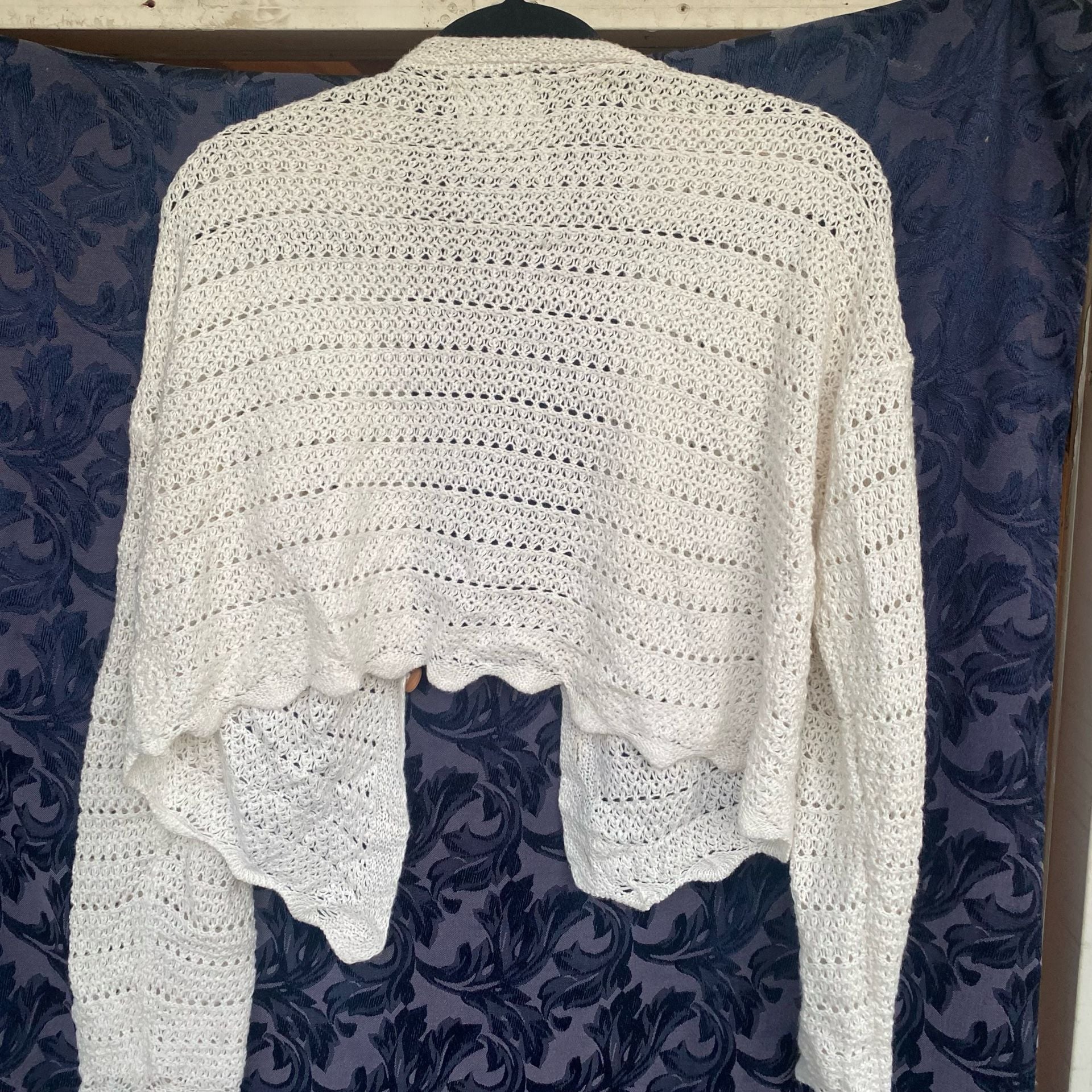 Pink Rose Cardigan Size XS White Open Knit Sweater 3