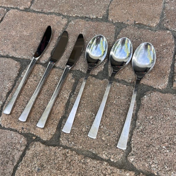 Wmf Cromargan Stainless Steel Flatware Set Of 6 Knives And Spoons