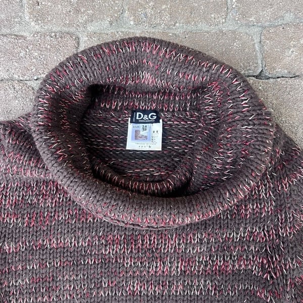 D&G Dolce & Gabbana Turtleneck Knit Sweater Size 38 Brown Burgundy
