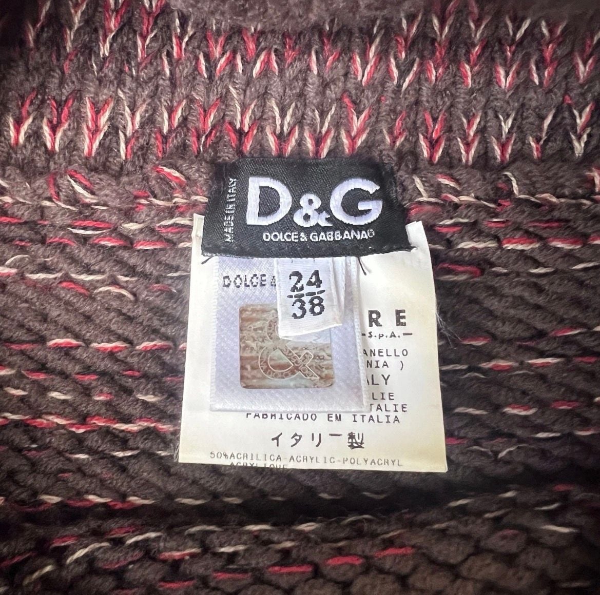 D&G Dolce & Gabbana Turtleneck Knit Sweater Size 38 Brown Burgundy 4