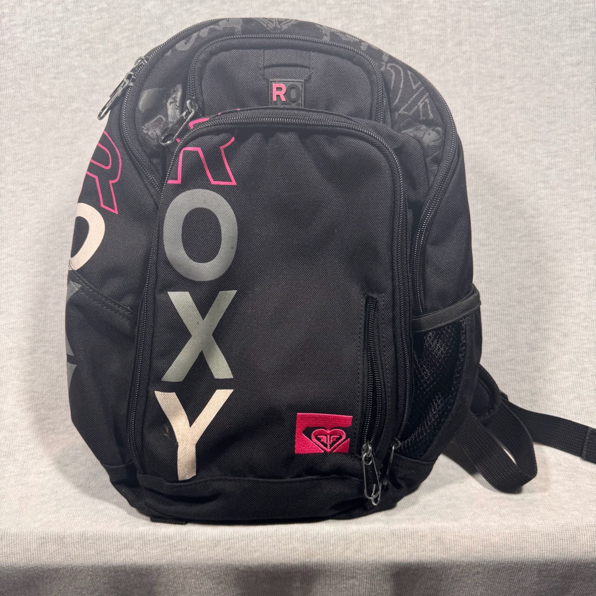 Roxy Black Pink Large Logo School Backpack Bookbag 2