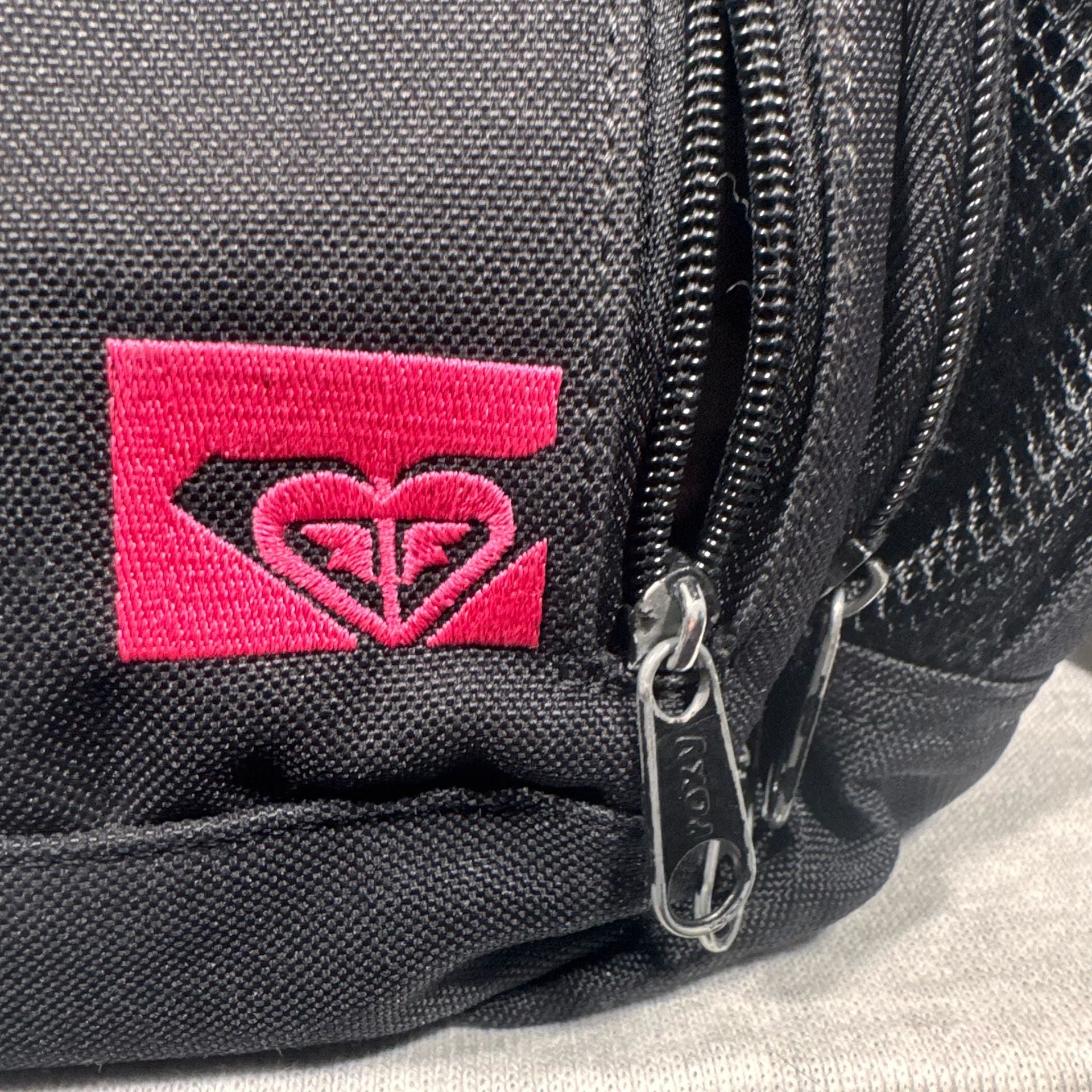 Roxy Black Pink Large Logo School Backpack Bookbag 5