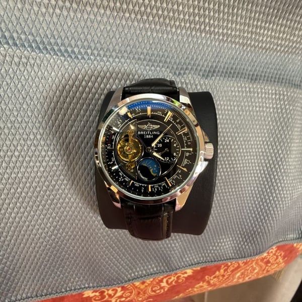 Breitling 1884 Automatic Black Dial Leather Wrist Watch