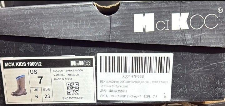 MCKCC Kids Rain Boots Size 7 Dark Shadow Waterproof Winter Snow Boots 3