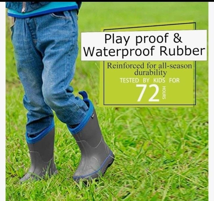 MCKCC Kids Rain Boots Size 7 Dark Shadow Waterproof Winter Snow Boots 6