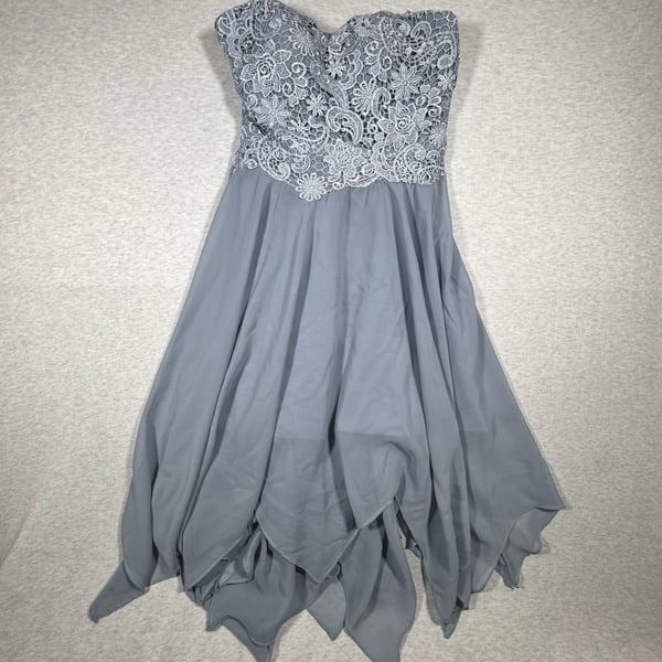 JJ's House Evening Dress Blue Lace Chiffon Asymmetrical