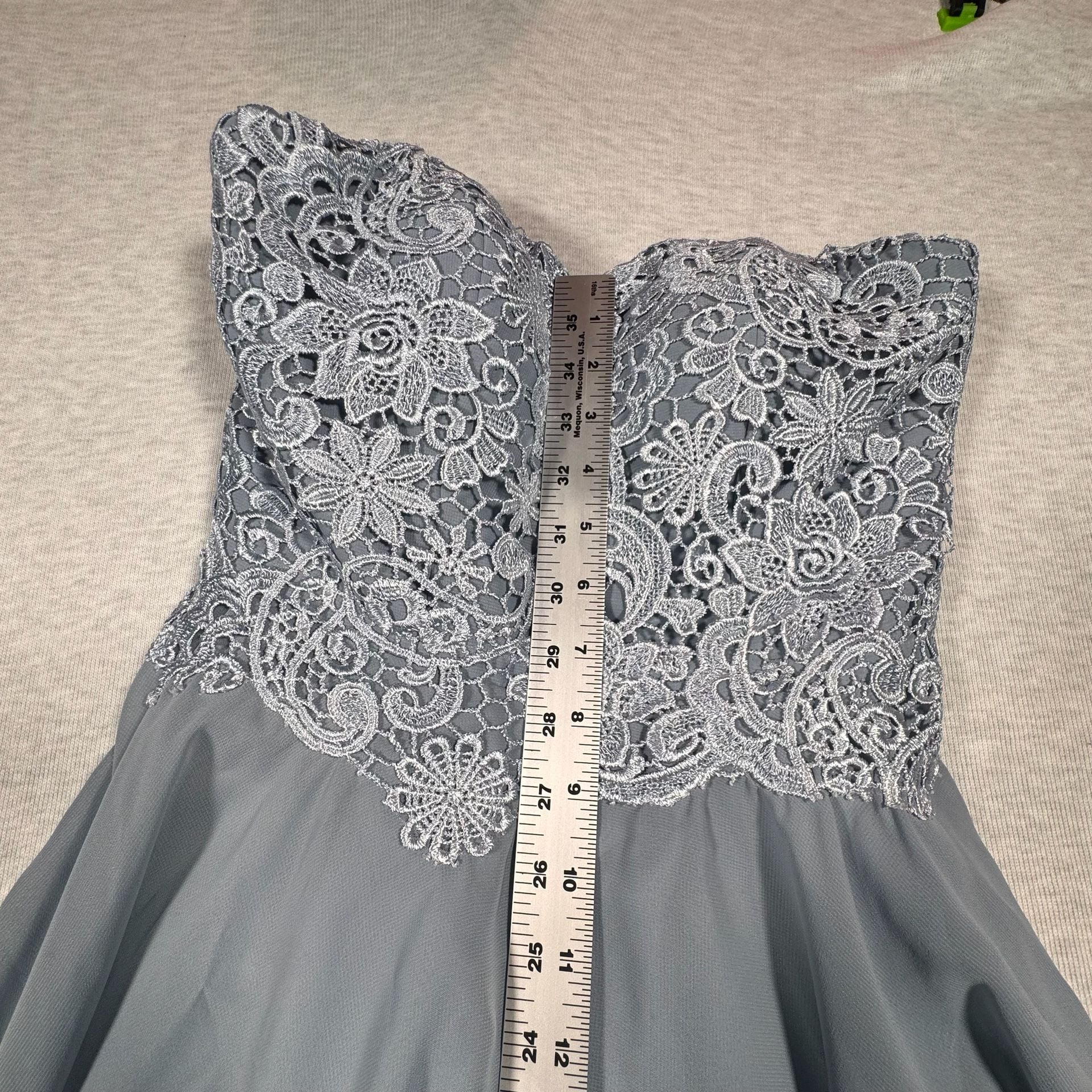 JJ's House Evening Dress Blue Lace Chiffon Asymmetrical 6