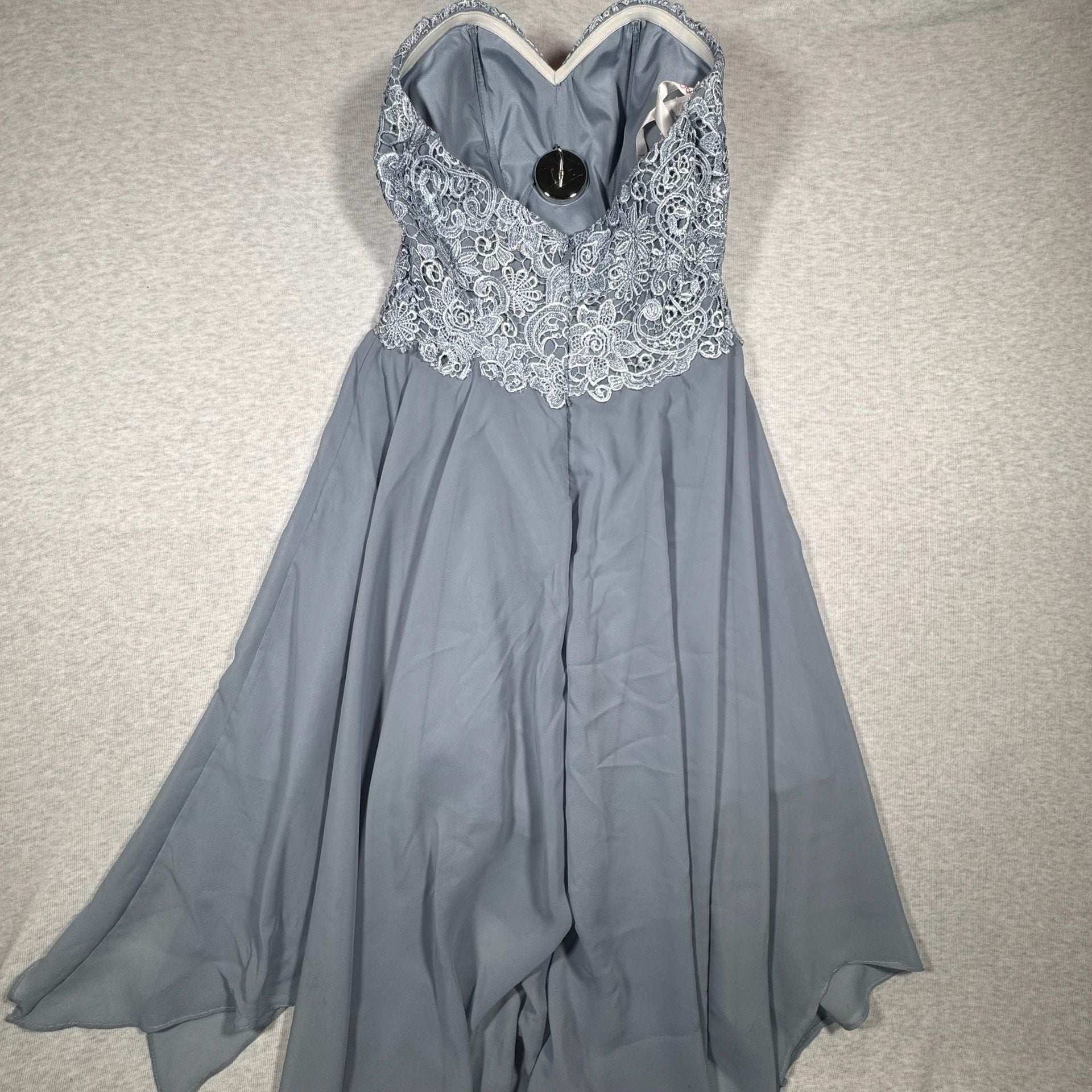 JJ's House Evening Dress Blue Lace Chiffon Asymmetrical 9