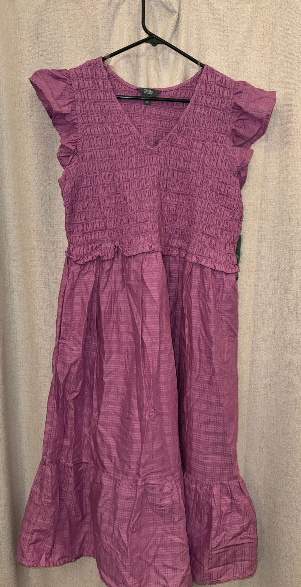 Terra & Sky Smocked Bodice Midi Dress Size 0X (14W) 2