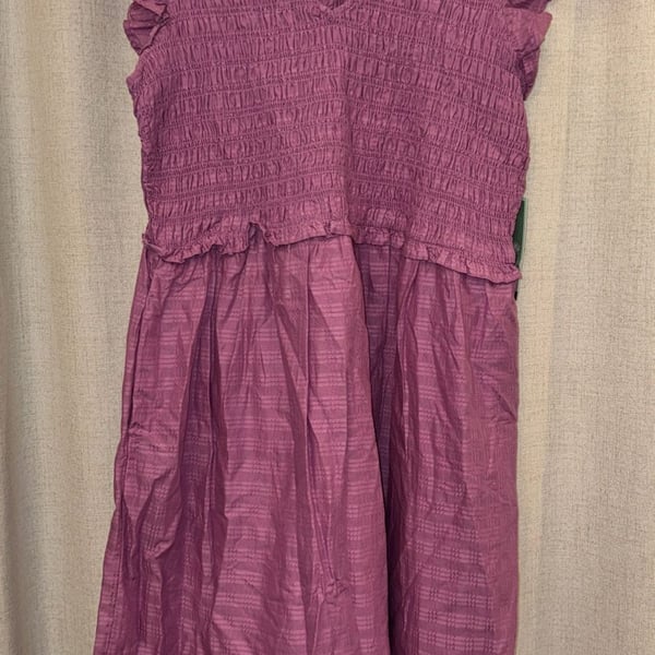 Terra & Sky Smocked Bodice Midi Dress Size 0X (14W)