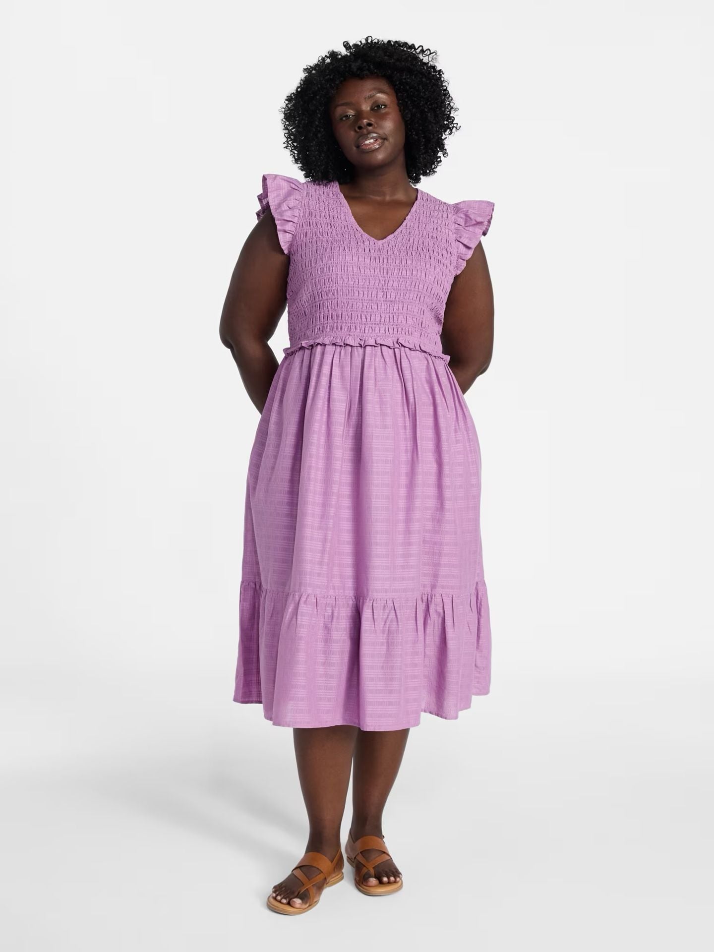 Terra & Sky Smocked Bodice Midi Dress Size 0X (14W) 6