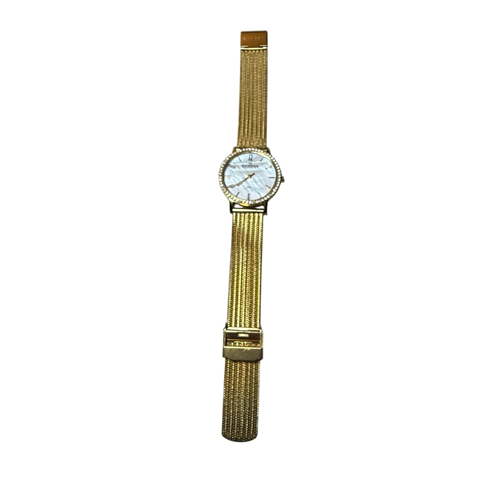 Skagen Denmark 922SGGG Gold Tone Mother Of Pearl Crystal Watch 5