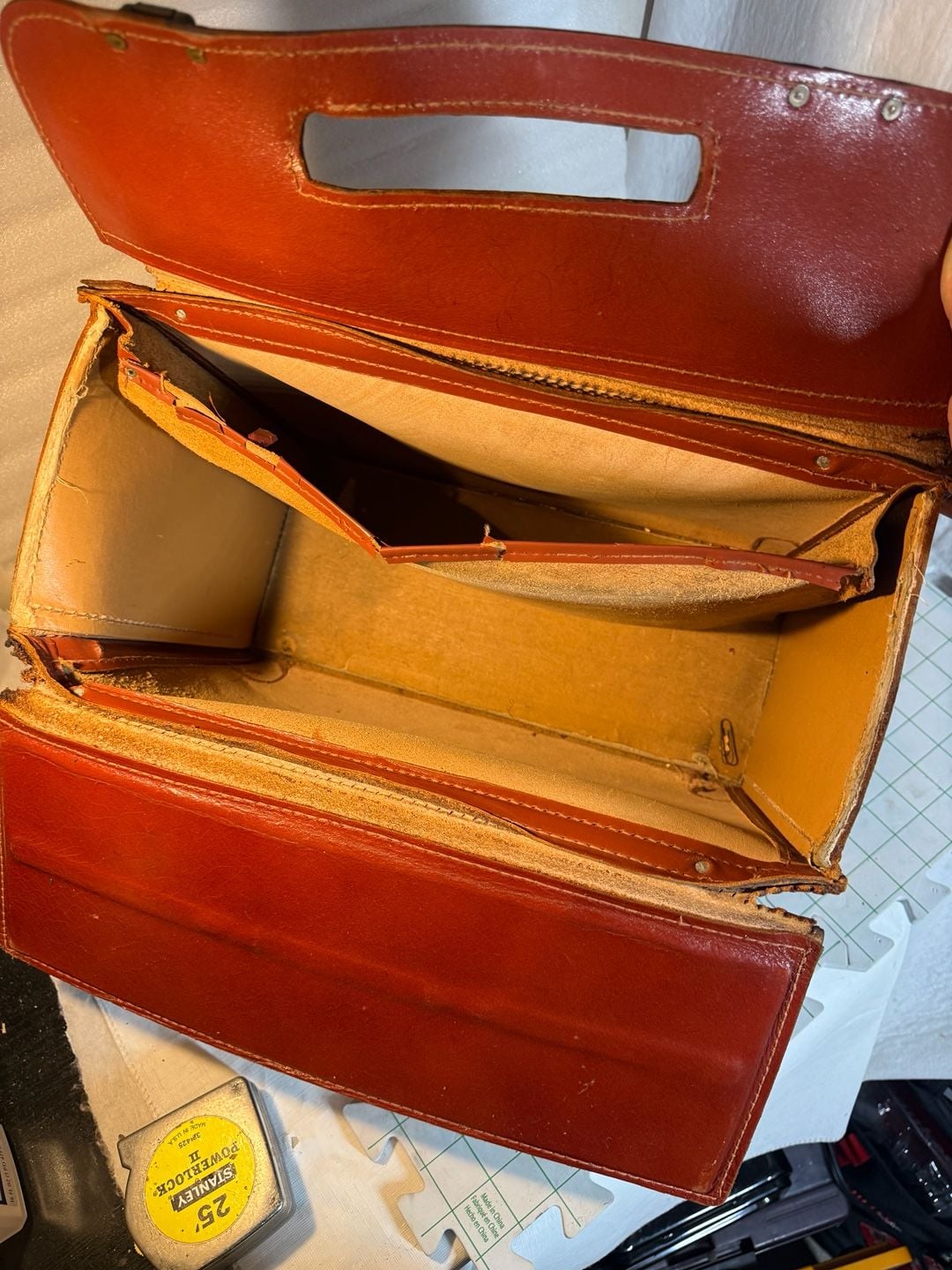 TWA Vintage Leather Pilot Flight Bag Briefcase Brown Luggage 8
