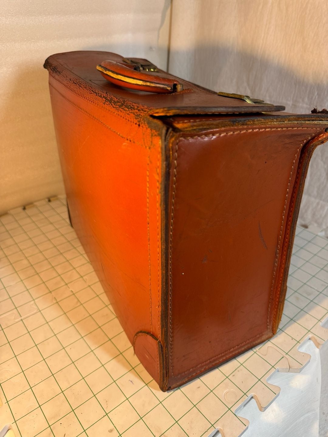 TWA Vintage Leather Pilot Flight Bag Briefcase Brown Luggage 12