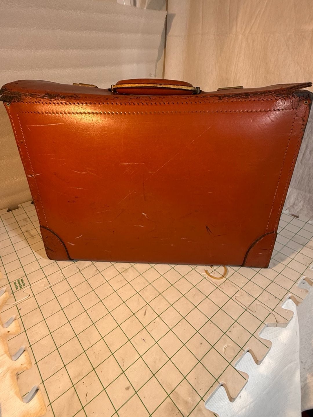 TWA Vintage Leather Pilot Flight Bag Briefcase Brown Luggage 5