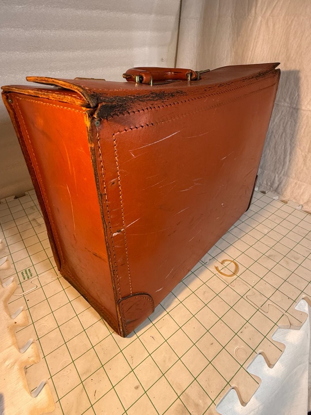 TWA Vintage Leather Pilot Flight Bag Briefcase Brown Luggage 13