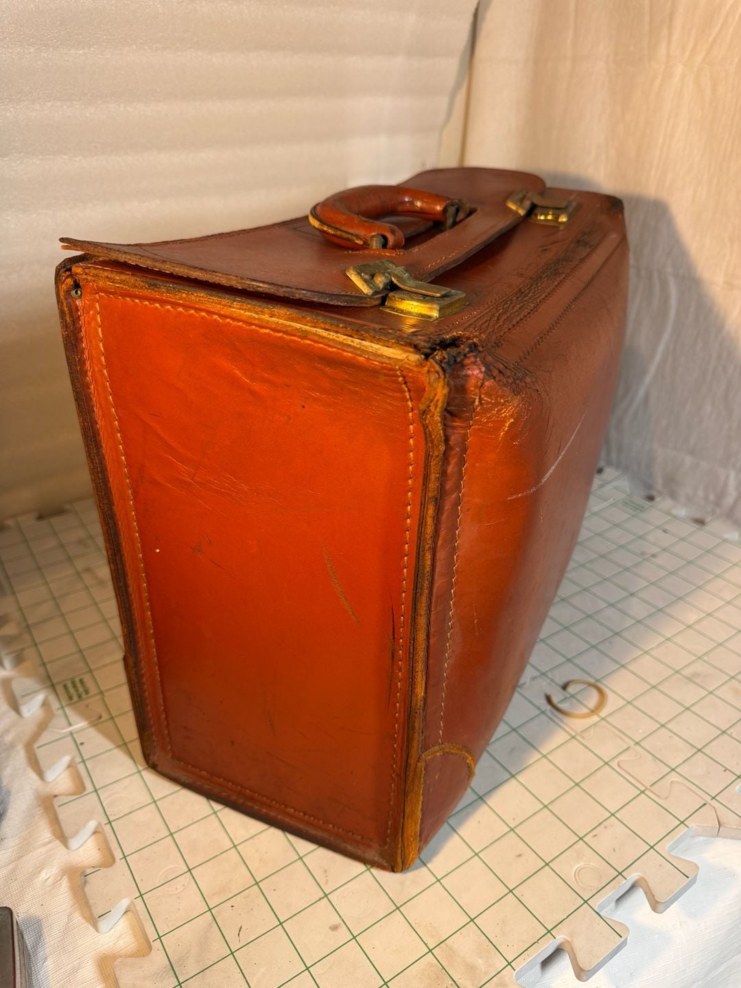TWA Vintage Leather Pilot Flight Bag Briefcase Brown Luggage 3