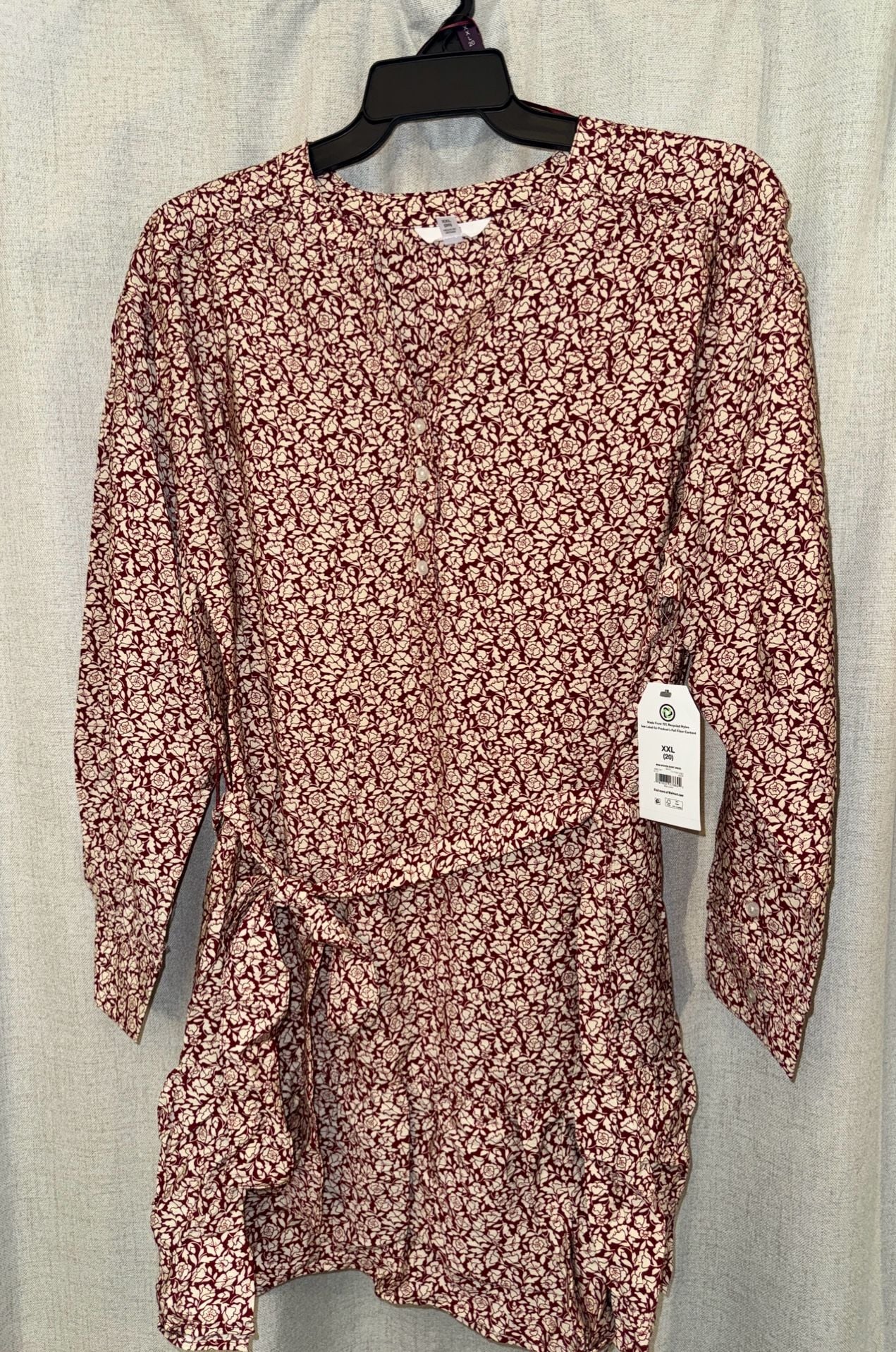 Time And Tru Mini Woven Shirt Dress Size XXL 20 Floral 2