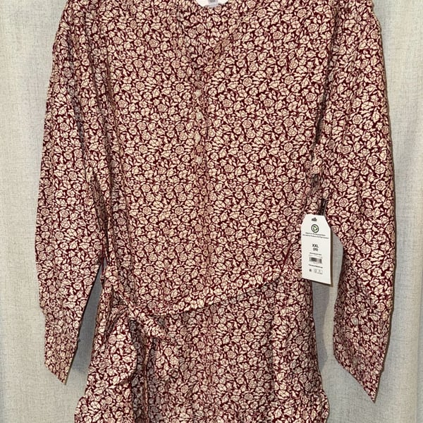 Time And Tru Mini Woven Shirt Dress Size XXL 20 Floral