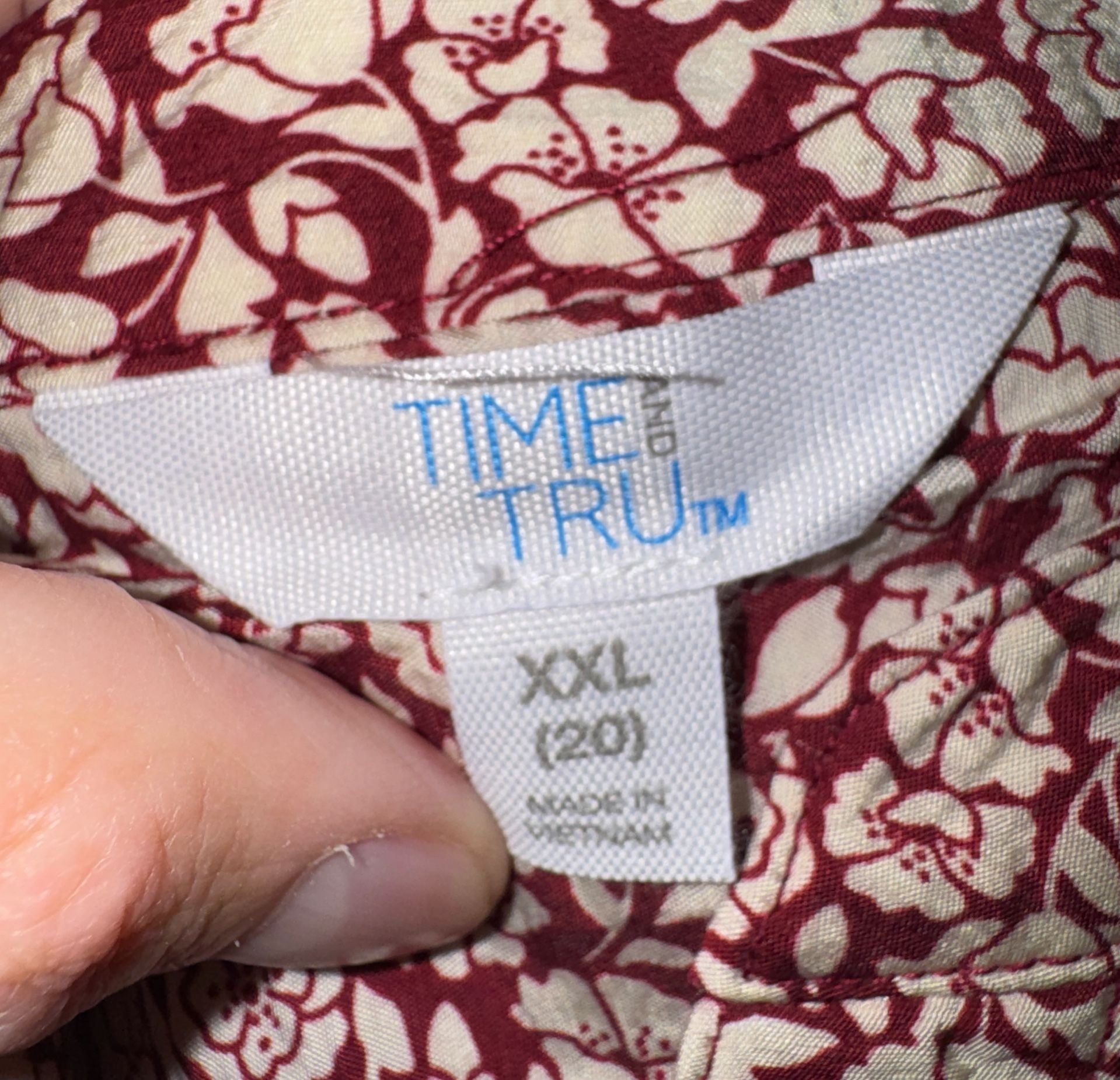 Time And Tru Mini Woven Shirt Dress Size XXL 20 Floral 5