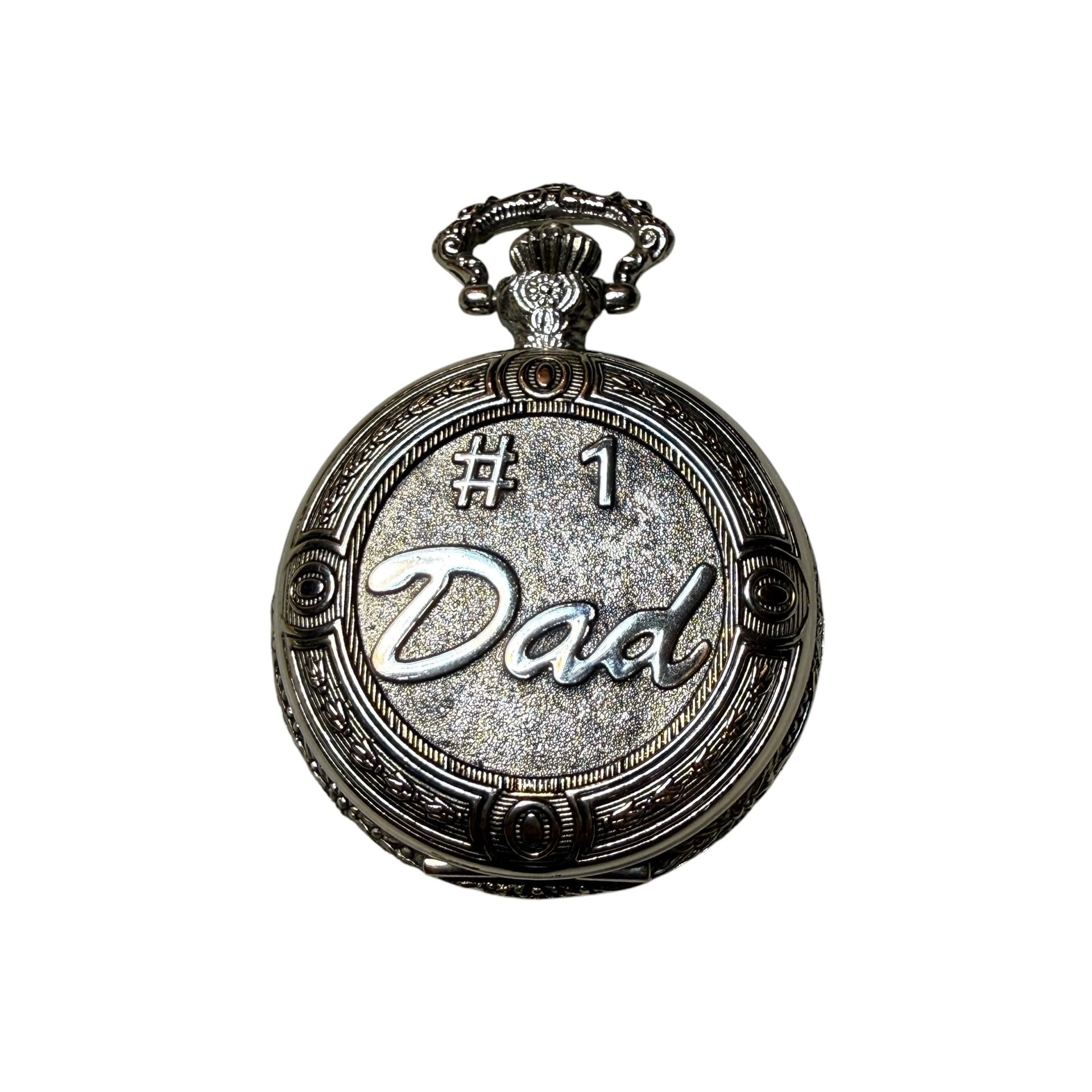 Milan #1 Dad Quartz Pocket Watch Silver Tone Engraved 1
