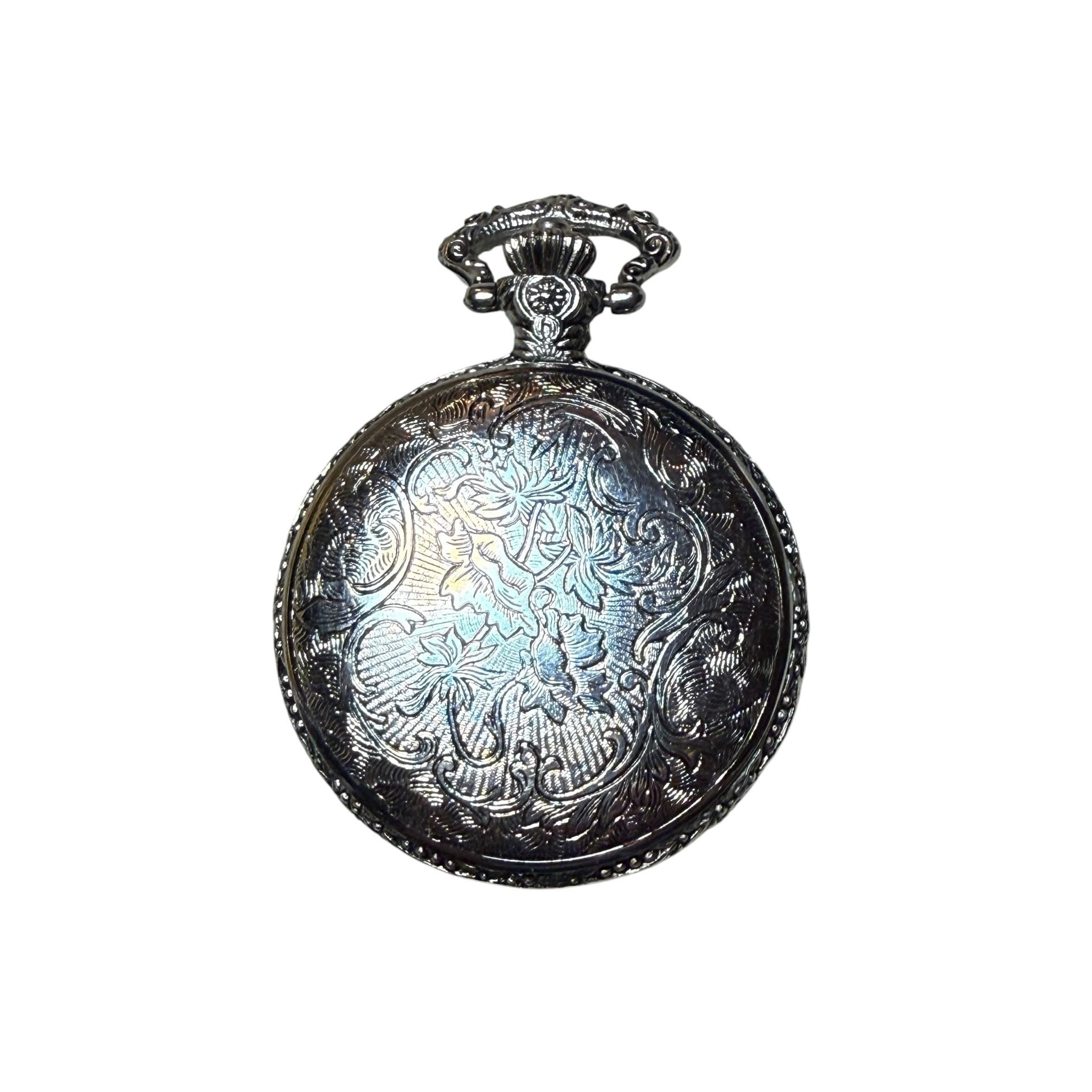 Milan #1 Dad Quartz Pocket Watch Silver Tone Engraved 2