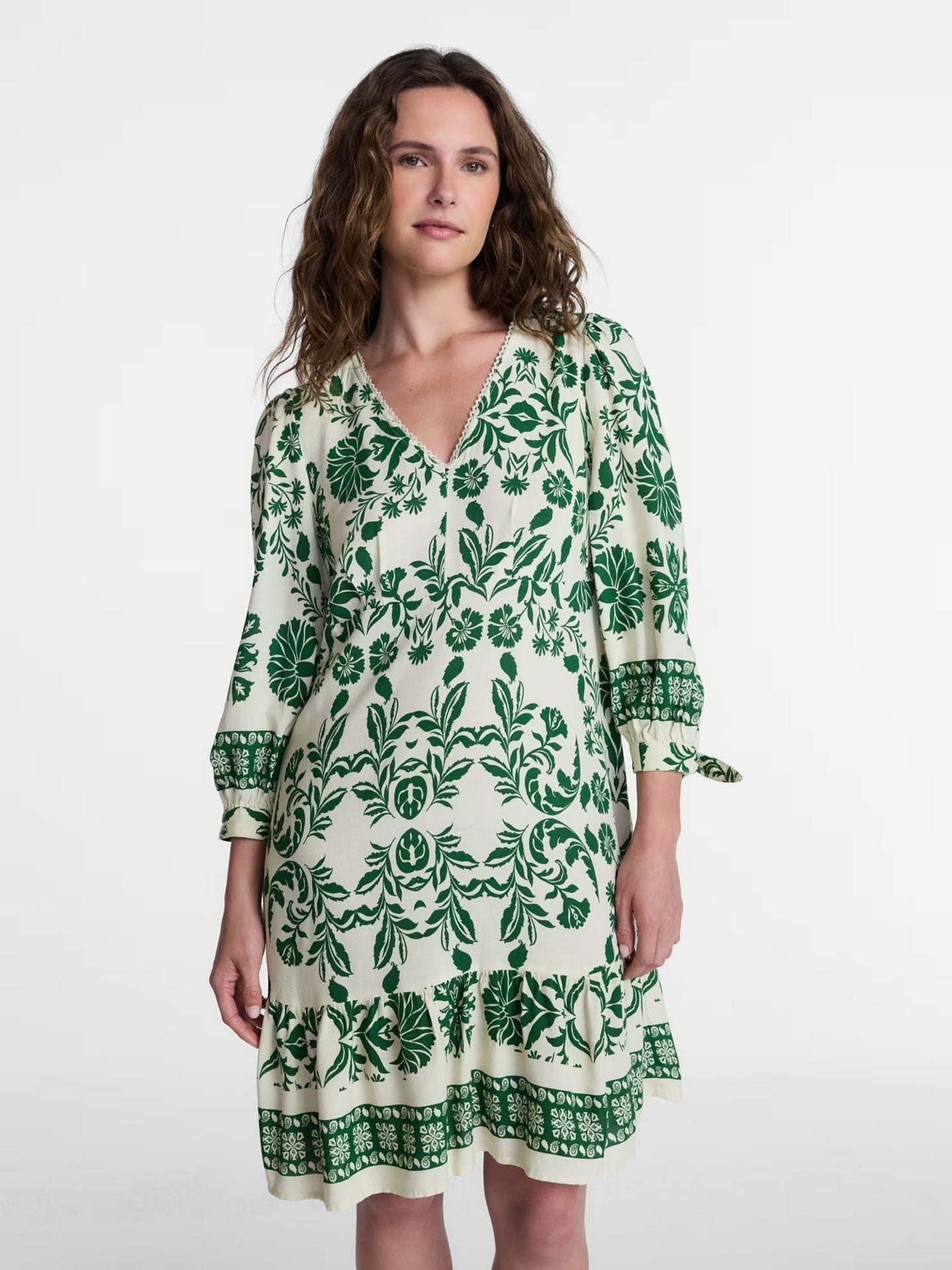 Time and Tru A-Line Border Print Mini Dress Size S Green 5