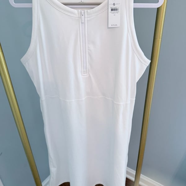 Lou & Grey Athletic Dress Size M White Zip Front Tennis Golf