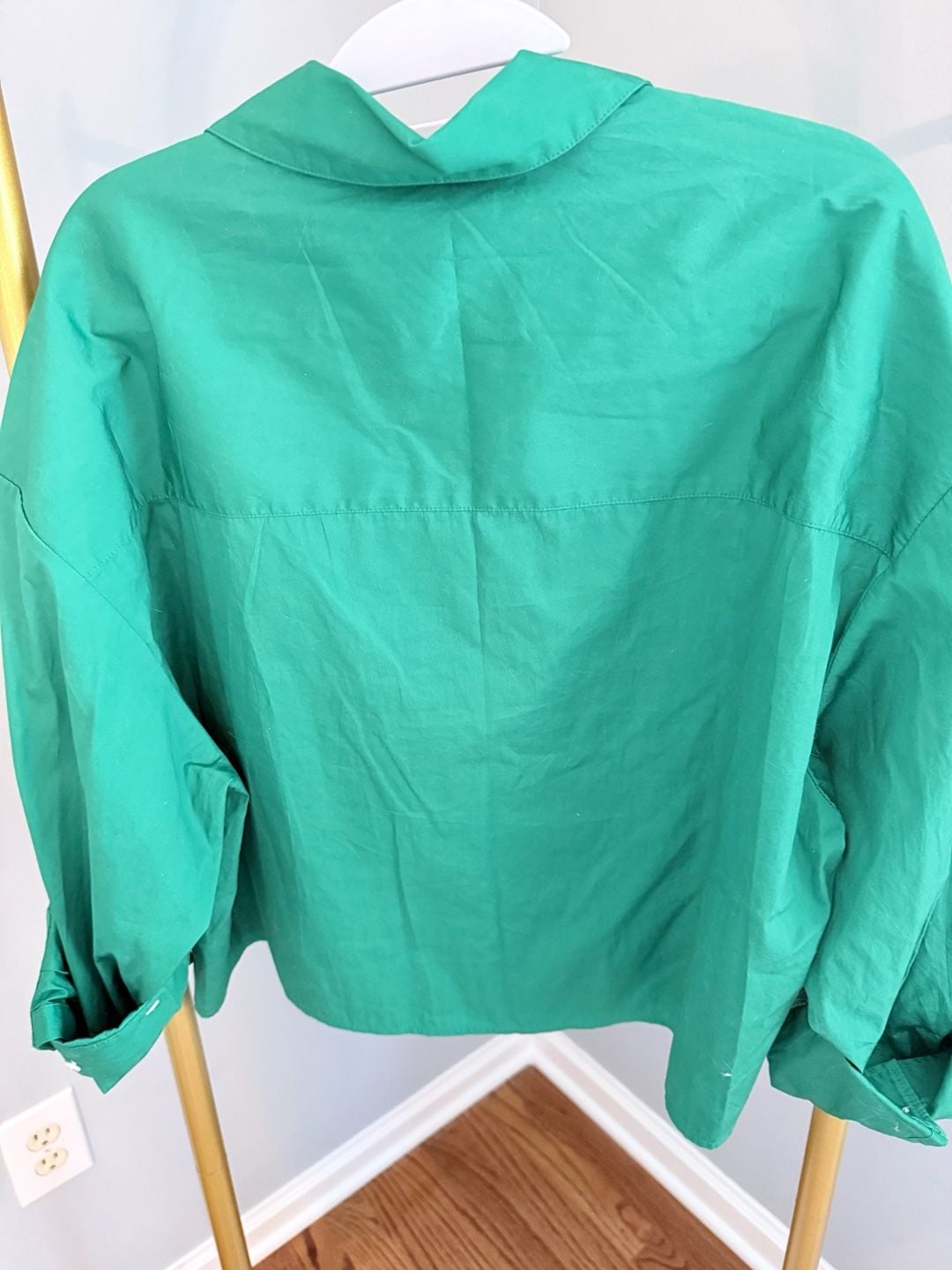 Madewell Poplin Straight-Hem Shirt Size M Green Cotton Button-Down 3