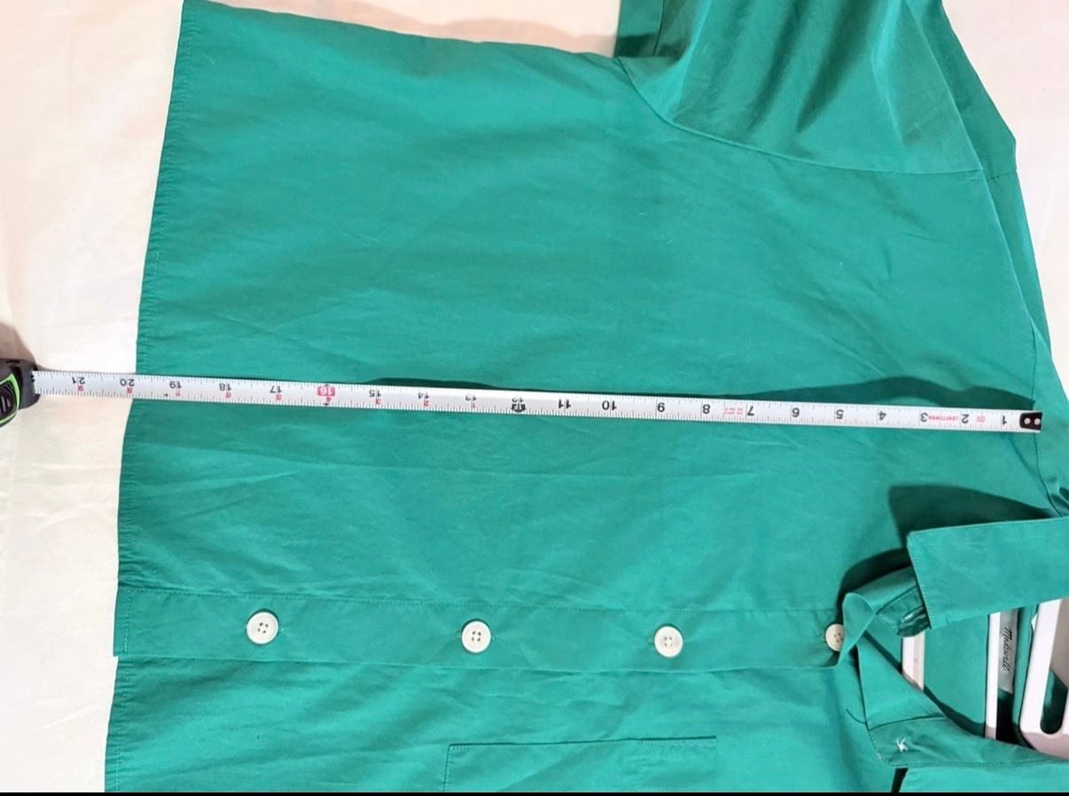 Madewell Poplin Straight-Hem Shirt Size M Green Cotton Button-Down 8