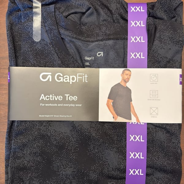 GapFit Active Tee Size XXL Black Moisture Wicking