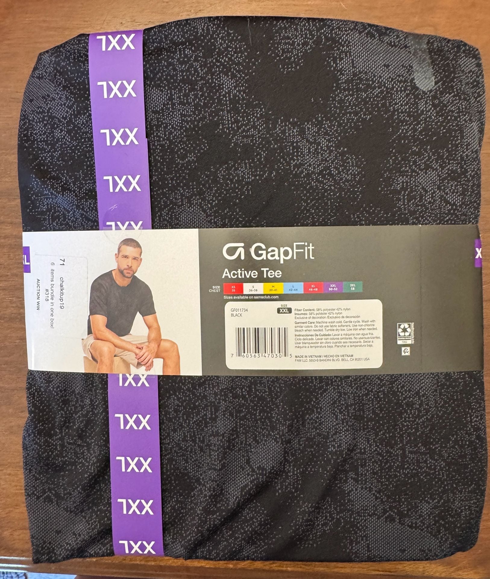 GapFit Active Tee Size XXL Black Moisture Wicking 2
