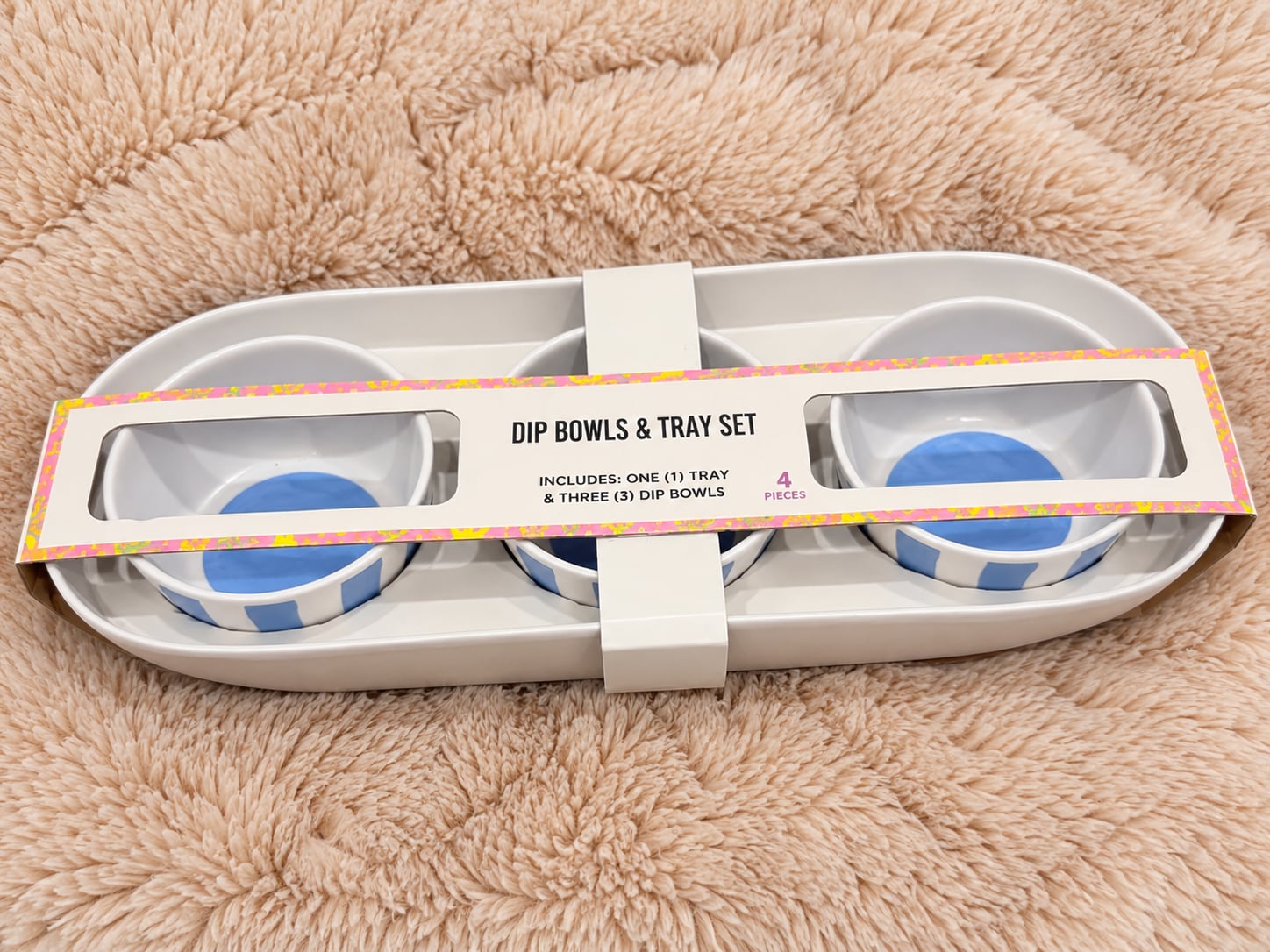Mainstays Blue Stripe Dip Bowls and Tray Set 2