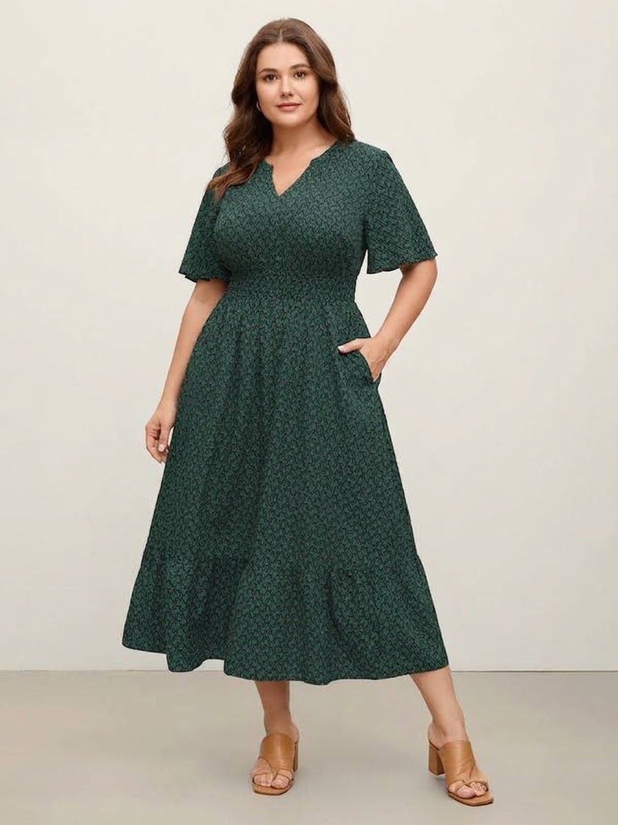BloomChic plus size 26 4x Geometric Waist Cinched Tiered Dress with pockets 2