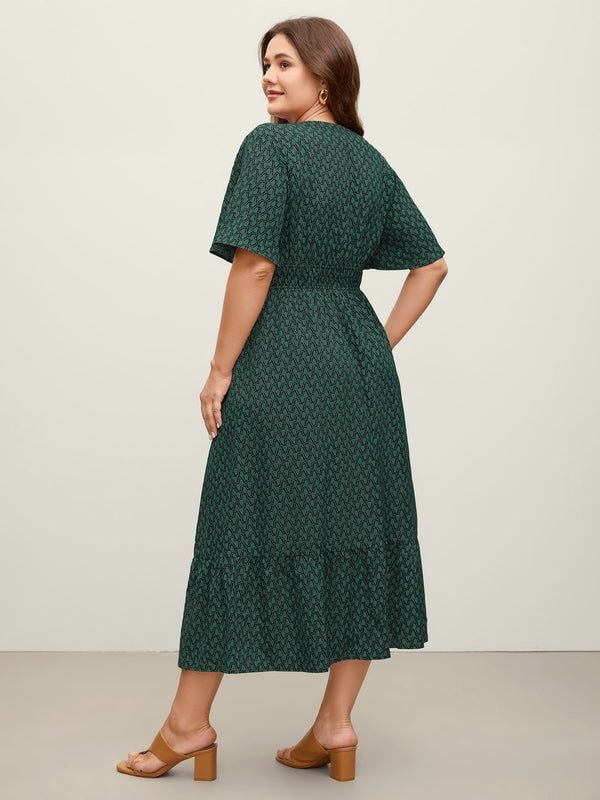 BloomChic plus size 26 4x Geometric Waist Cinched Tiered Dress with pockets 3