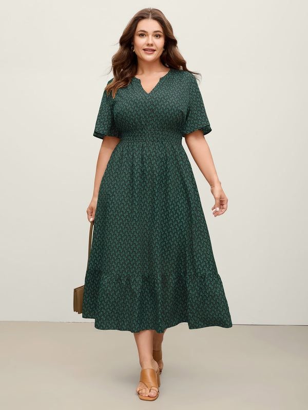 BloomChic plus size 26 4x Geometric Waist Cinched Tiered Dress with pockets 4