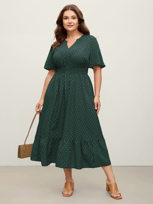 BloomChic plus size 26 4x Geometric Waist Cinched Tiered Dress with pockets 5