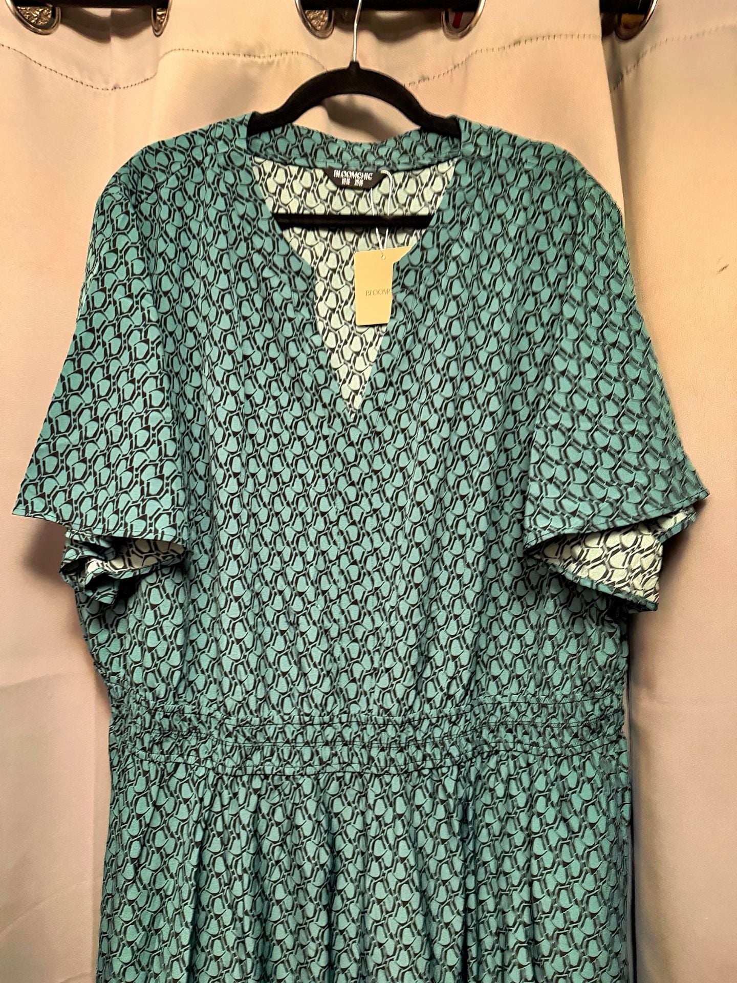 BloomChic plus size 26 4x Geometric Waist Cinched Tiered Dress with pockets 6