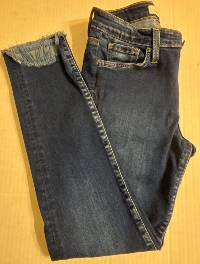 Flying Monkey Dark Wash Skinny Jeans with Frayed Hem Style Y2296 10