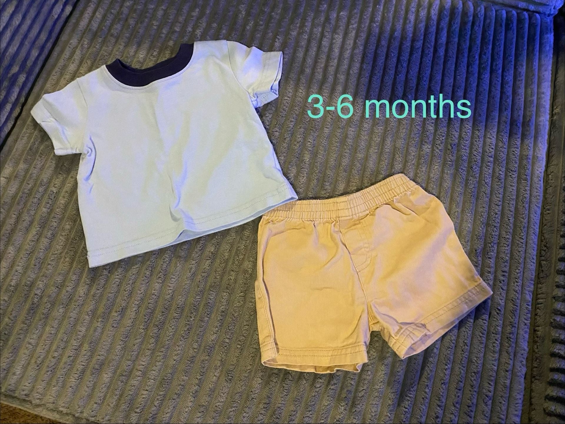 Baby Outfit T-Shirt and Shorts Size 3-6 Months Blue Khaki 1