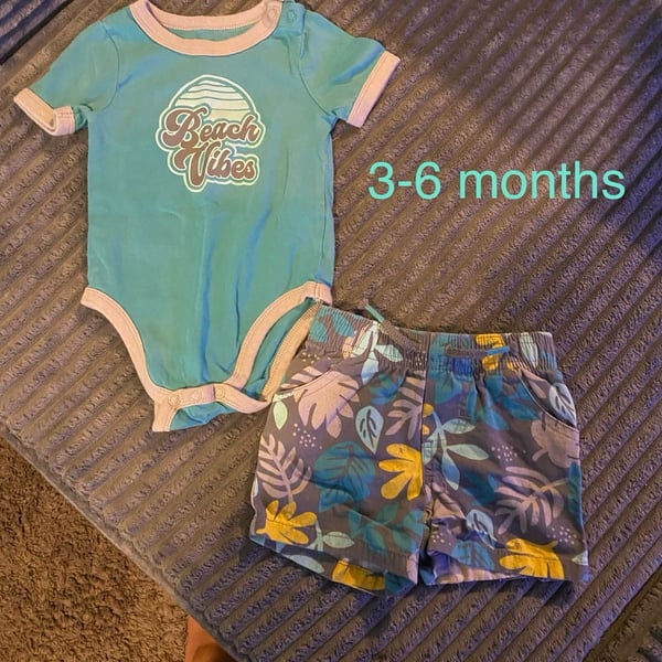 Baby Bodysuit and Shorts Outfit Size 3-6 Months Beach Vibes