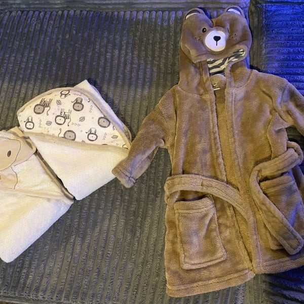 Hudson Baby Infant Plush Bear Hooded Bathrobe Brown